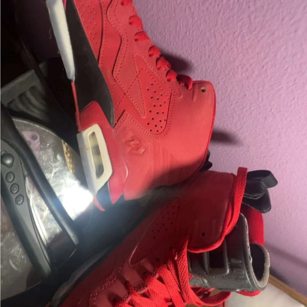 Vibrant Red Jordan Sneakers - Picture 3 of 4